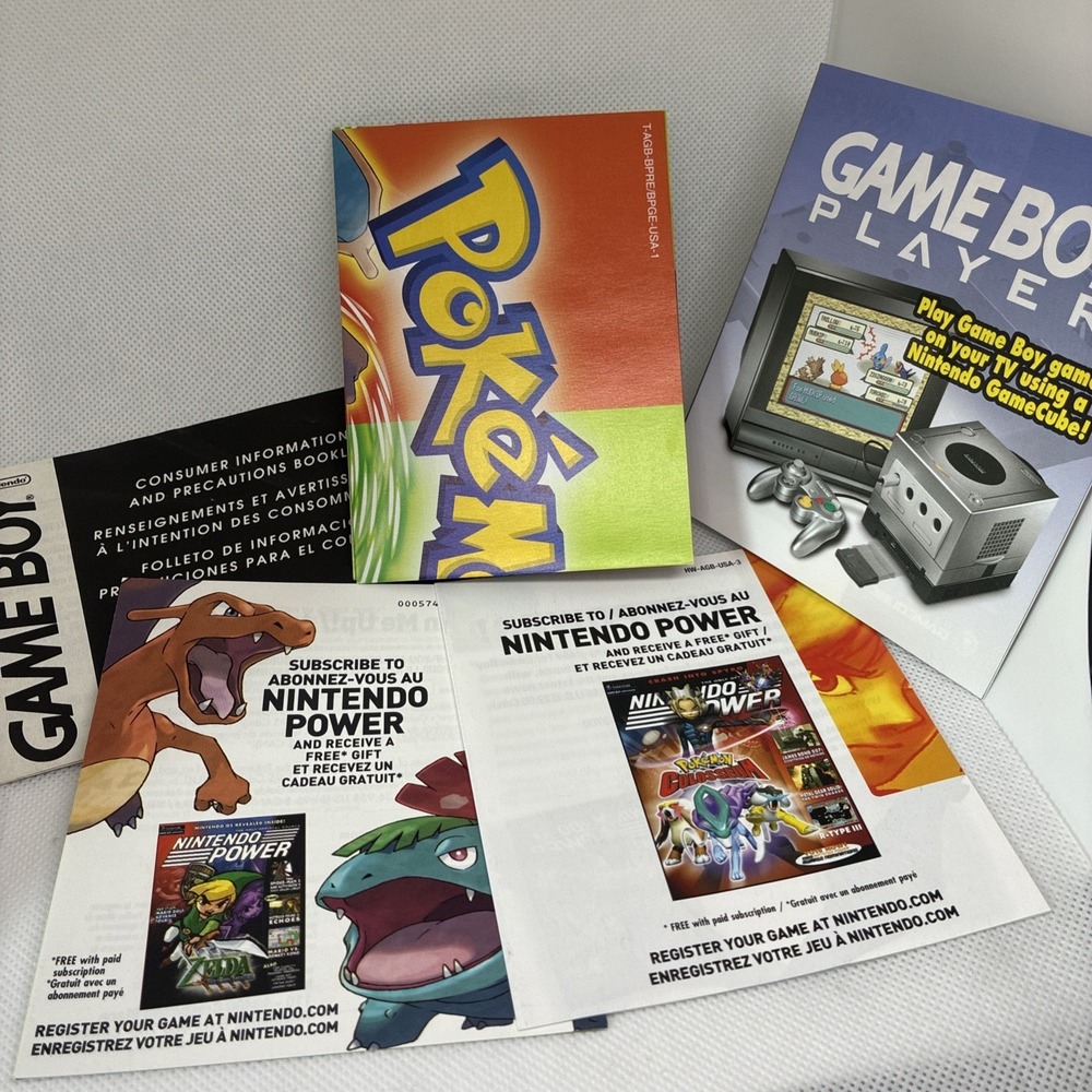 Pokemon Fire Red Leaf Green Game Boy Advance Promo Poster + Nintendo Powr Insert